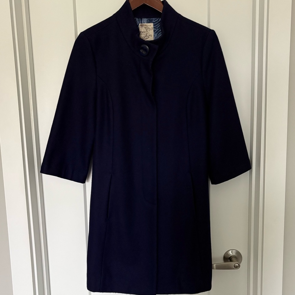 Tulle Womens Eggplant Purple Wool Blend Lined 3/4 sleeve coat - S Small